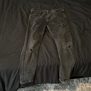 ZARA Jeans Rough Black Ripped Skinny